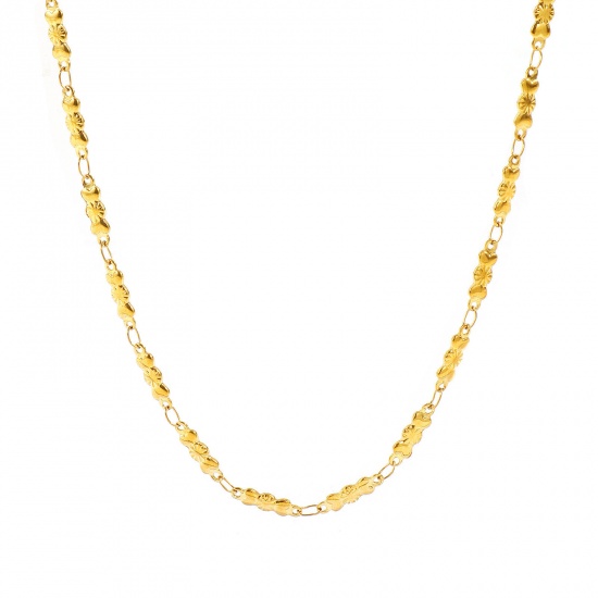 Picture of Wholesale Heart Handmade Link Chain Necklace, 18K Real Gold Plated 304 Stainless Steel, Women's Eco-friendly PVD Waterproof Anti-Tarnish Hypoallergenic Valentine's Day Stylish Gift Jewelry For Retailer, 40cm(15.7") + 5cm(2") long, Chain Size: 3.5mm, 1 Piece