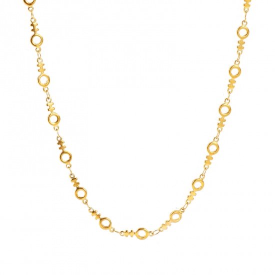 Picture of Wholesale Symbol Sign Handmade Link Chain Necklace, 18K Real Gold Plated 304 Stainless Steel, Women's Eco-friendly PVD Waterproof Anti-Tarnish Hypoallergenic Exquisite Stylish Gift Jewelry For Retailer, 40cm(15.7") + 5cm(2") long, Chain Size: 5mm, 1 Piece