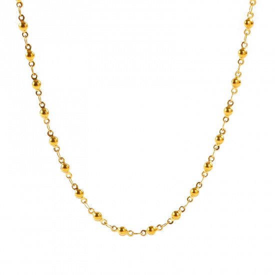 Picture of Wholesale Round Handmade Link Chain Necklace, 18K Real Gold Plated 304 Stainless Steel, Women's Eco-friendly PVD Waterproof Anti-Tarnish Hypoallergenic Exquisite Stylish Gift Jewelry For Retailer, 40cm(15.7") + 5cm(2") long, Chain Size: 3.5mm, 1 Piece