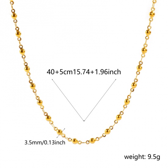Picture of Wholesale Round Handmade Link Chain Necklace, 18K Real Gold Plated 304 Stainless Steel, Women's Eco-friendly PVD Waterproof Anti-Tarnish Hypoallergenic Exquisite Stylish Gift Jewelry For Retailer, 40cm(15.7") + 5cm(2") long, Chain Size: 3.5mm, 1 Piece