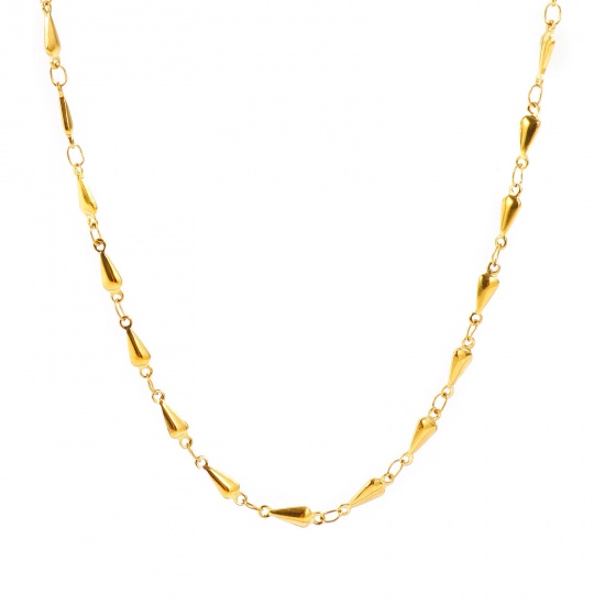 Picture of Wholesale Drop Handmade Link Chain Necklace, 18K Real Gold Plated 304 Stainless Steel, Women's Eco-friendly PVD Waterproof Anti-Tarnish Hypoallergenic Exquisite Stylish Gift Jewelry For Retailer, 40cm(15.7") + 5cm(2") long, Chain Size: 3.5mm, 1 Piece