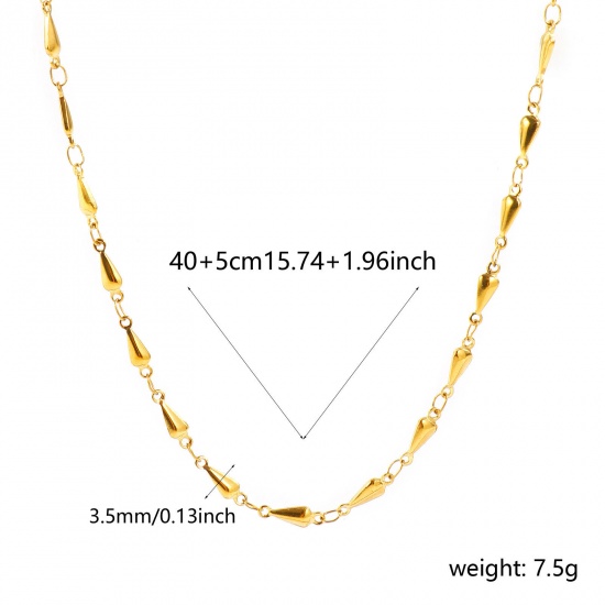 Picture of Wholesale Drop Handmade Link Chain Necklace, 18K Real Gold Plated 304 Stainless Steel, Women's Eco-friendly PVD Waterproof Anti-Tarnish Hypoallergenic Exquisite Stylish Gift Jewelry For Retailer, 40cm(15.7") + 5cm(2") long, Chain Size: 3.5mm, 1 Piece