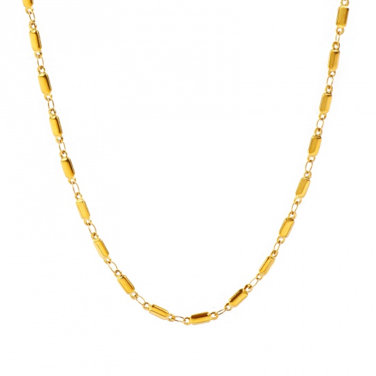 Picture of Wholesale Rectangle Handmade Link Chain Necklace, 18K Real Gold Plated 304 Stainless Steel, Women's Eco-friendly PVD Waterproof Anti-Tarnish Hypoallergenic Exquisite Stylish Gift Jewelry For Retailer, 40cm(15.7") + 5cm(2") long, Chain Size: 3mm, 1 Piece