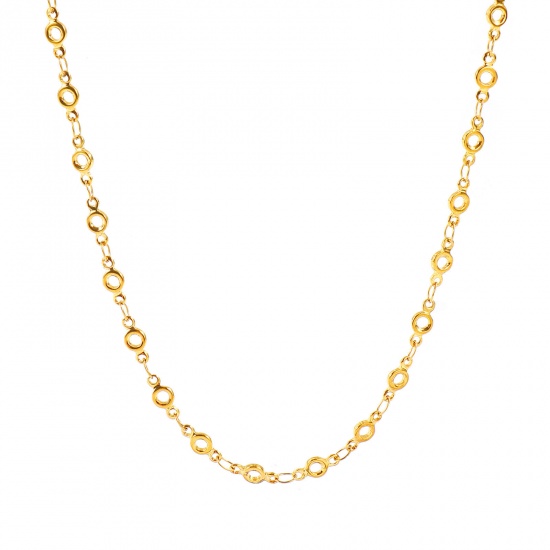 Picture of Wholesale Round Hollow Handmade Link Chain Necklace, 18K Real Gold Plated 304 Stainless Steel, Women's Eco-friendly PVD Waterproof Anti-Tarnish Hypoallergenic Exquisite Stylish Gift Jewelry For Retailer, 40cm(15.7") + 5cm(2") long, Chain Size: 4mm, 1 Piece