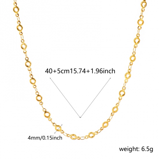 Picture of Wholesale Round Hollow Handmade Link Chain Necklace, 18K Real Gold Plated 304 Stainless Steel, Women's Eco-friendly PVD Waterproof Anti-Tarnish Hypoallergenic Exquisite Stylish Gift Jewelry For Retailer, 40cm(15.7") + 5cm(2") long, Chain Size: 4mm, 1 Piece
