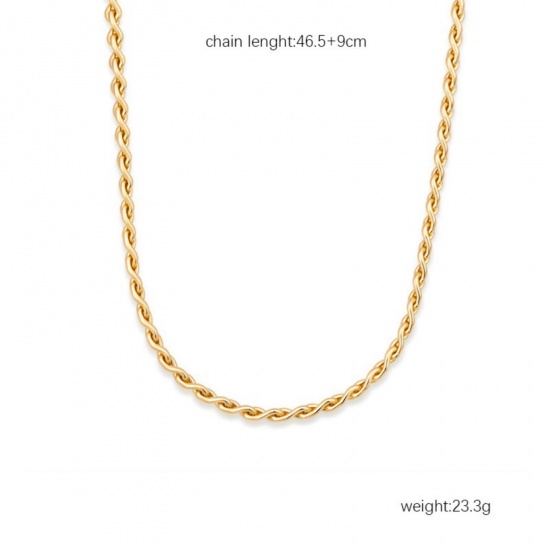 Immagine di Collana All'Ingrosso, Catena a Intrecciante Placcato Oro 18K 304 Acciaio Inossidabile, Donne Ecologico Squisito Elegante Regalo Gioielli Per Rivenditore, 46.5cm + 9cm Lunghezza, 1 Pz