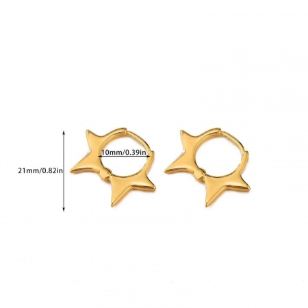 Picture of Wholesale Exquisite Stylish Hoop Earrings, Pentagram Star 18K Gold Plated 304 Stainless Steel, Women's Vacuum Plating Gift Jewelry Supply, 21mm x 21mm, 1 Pair