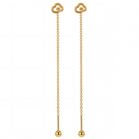 Picture of Wholesale Ins Style Stylish Ear Thread Threader Earrings, Cloud 24K Gold Plated 304 Stainless Steel, Women's Eco-friendly Gift Jewelry Supply, 8cm, 1 Pair