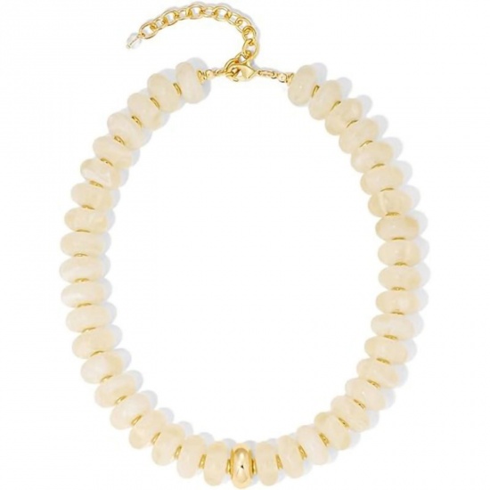 Picture of Wholesale White Beaded Necklace, 304 Stainless Steel & Resin, Women's Eco-friendly Retro Stylish Gift Jewelry For Retailer, 45cm(17.7") + 5cm(2") long, 1 Piece