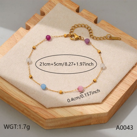 Bild von Großhandel Bunt 304 Edelstahl Perlenkette Fußketten, 18K Vergoldet Umweltfreundliche PVD, Frauen Stilvoll Minimalistisch Geschenk Schmuckbedarf, 21cm + 5cm lang, 1 Strang
