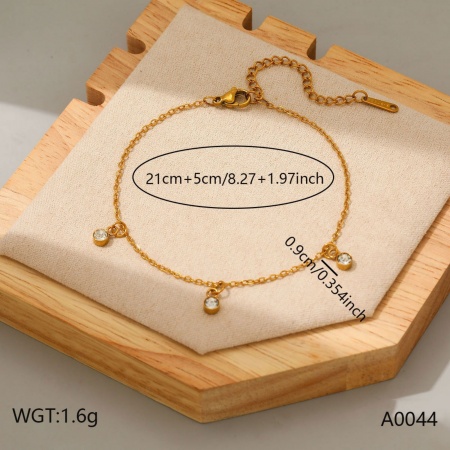 Bild von Großhandel 304 Edelstahl Kreuz Gliederketten Station Fußkettchen, 18K Vergoldet Umweltfreundliche PVD, Frauen Stilvoll Minimalistisch Geschenk Schmuckbedarf, 21cm + 5cm lang, 1 Strang