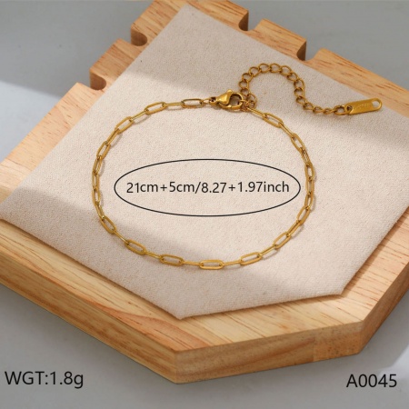 Bild von Großhandel 304 Edelstahl Büroklammerkette Fußketten, 18K Vergoldet Umweltfreundliche PVD, Frauen Stilvoll Minimalistisch Geschenk Schmuckbedarf, 21cm + 5cm lang, 1 Strang