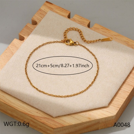 Bild von Großhandel 304 Edelstahl Kreuz Gliederketten Fußketten, 18K Vergoldet Umweltfreundliche PVD, Frauen Stilvoll Minimalistisch Geschenk Schmuckbedarf, 21cm + 5cm lang, 1 Strang