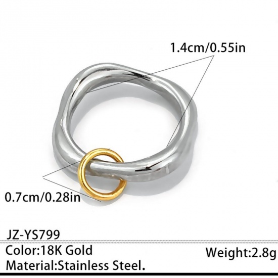 Imagen de Niños Regalo Cuadrado No Ajustable Anillos Al Por Mayor, 304 Acero Inoxidable, Respetuoso del Medio Ambiente Elegante Suministro de Joyería, 1 Unidad
