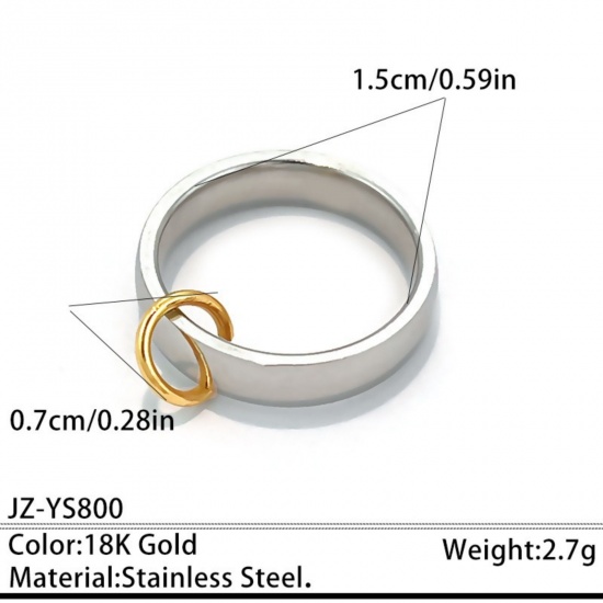 Imagen de Niños Regalo Ronda No Ajustable Anillos Al Por Mayor, 304 Acero Inoxidable, Respetuoso del Medio Ambiente Elegante Suministro de Joyería, 15mm (US Size 4), 1 Unidad