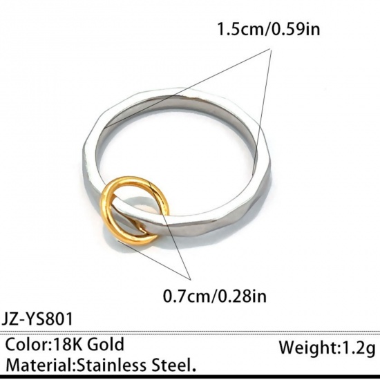 Imagen de Niños Regalo Ronda No Ajustable Anillos Al Por Mayor, 304 Acero Inoxidable, Respetuoso del Medio Ambiente Elegante Suministro de Joyería, 15mm (US Size 4), 1 Unidad