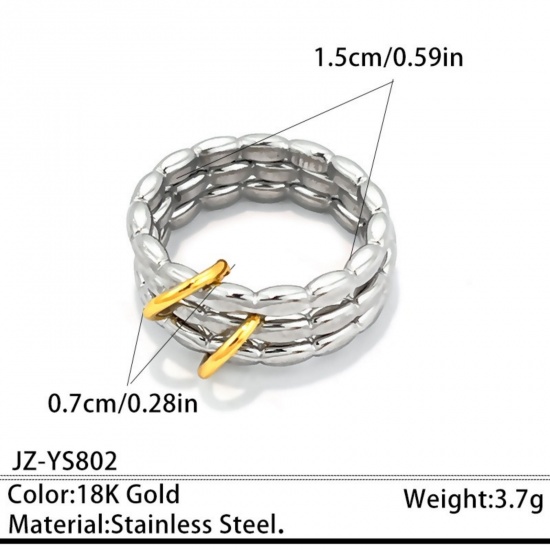 Imagen de Niños Regalo Ronda No Ajustable Al Por Mayor, 304 Acero Inoxidable, Respetuoso del Medio Ambiente Elegante Suministro de Joyería, 15mm (US Size 4), 1 Unidad