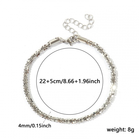 Bild von Großhandel 304 Edelstahl Rispige Gipskraut Kette Fußketten, Silberfarbe Umweltfreundlich, Frauen Exquisit Stilvoll Geschenk Schmuckbedarf, 22cm + 5cm lang, Kettengröße: 4mm, 1 Strang