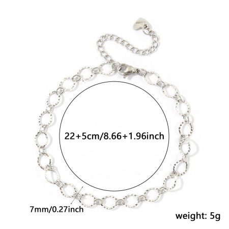 Bild von Großhandel 304 Edelstahl Kreuz Gliederketten Fußketten, Silberfarbe Umweltfreundlich, Frauen Exquisit Stilvoll Geschenk Schmuckbedarf, 22cm + 5cm lang, Kettengröße: 7mm, 1 Strang