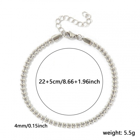 Bild von Großhandel 304 Edelstahl Kugelkette Kette Fußketten, Silberfarbe Umweltfreundlich, Frauen Exquisit Stilvoll Geschenk Schmuckbedarf, 22cm + 5cm lang, Kettengröße: 4mm, 1 Strang