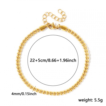 Bild von Großhandel 304 Edelstahl Kugelkette Kette Fußketten, 18K Echtgold plattiert Umweltfreundliche PVD Wasserdicht Anlaufgeschützt Hypoallergen, Frauen Exquisit Stilvoll Geschenk Schmuckbedarf, 22cm + 5cm lang, Kettengröße: 4mm, 1 Strang