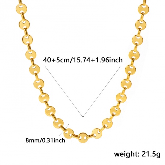 Picture of Wholesale Pig Nose Chain Necklace, 18K Real Gold Plated 304 Stainless Steel, Women's Eco-friendly PVD Waterproof Anti-Tarnish Hypoallergenic Exquisite Stylish Gift Jewelry For Retailer, 40cm(15.7") + 5cm(2") long, 1 Piece
