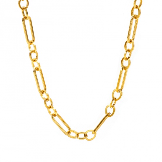 Picture of Wholesale Link Cable Chain Necklace, 18K Real Gold Plated 304 Stainless Steel, Women's Eco-friendly PVD Waterproof Anti-Tarnish Hypoallergenic Exquisite Stylish Gift Jewelry For Retailer, 40cm(15.7") + 5cm(2") long, 1 Piece