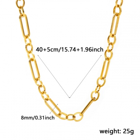 Изображение Оптовая Кабельные Цепи Ожерелья, 18K настоящее золото с покрытием 304 Нержавеющая Сталь, Женские Экологичное PVD Водонепроницаемый Антиоксидантный Гипоаллергенный Изысканный Стильный подарок Ювелирные Изделия для Розничного Торговца 40см + 5см Длина, 1 ШТ