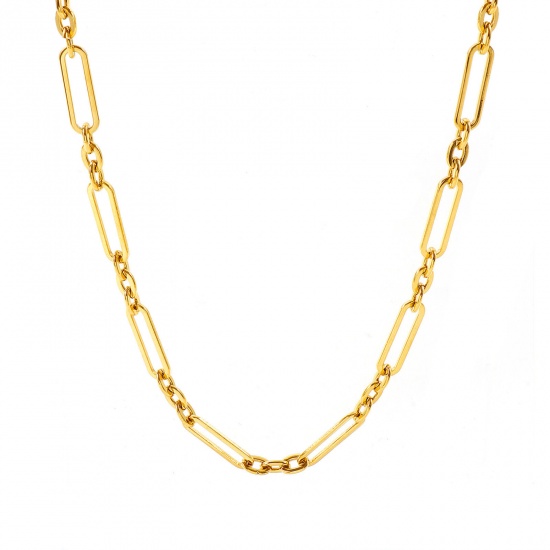 Picture of Wholesale Link Cable Chain Necklace, 18K Real Gold Plated 304 Stainless Steel, Women's Eco-friendly PVD Waterproof Anti-Tarnish Hypoallergenic Exquisite Stylish Gift Jewelry For Retailer, 40cm(15.7") + 5cm(2") long, 1 Piece