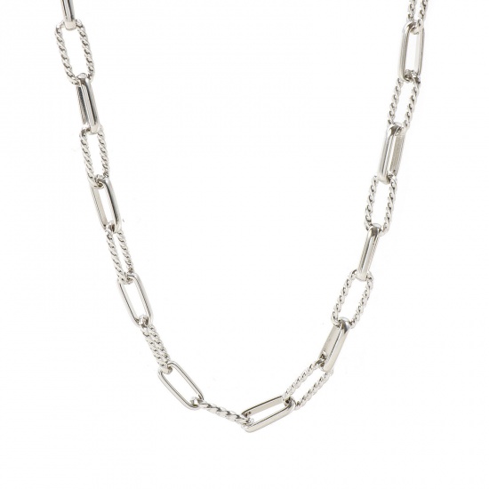 Picture of Wholesale Paperclip Link Chain Necklace, Silver Tone 304 Stainless Steel, Women's Eco-friendly Exquisite Stylish Gift Jewelry For Retailer, 40cm(15.7") + 5cm(2") long, 1 Piece