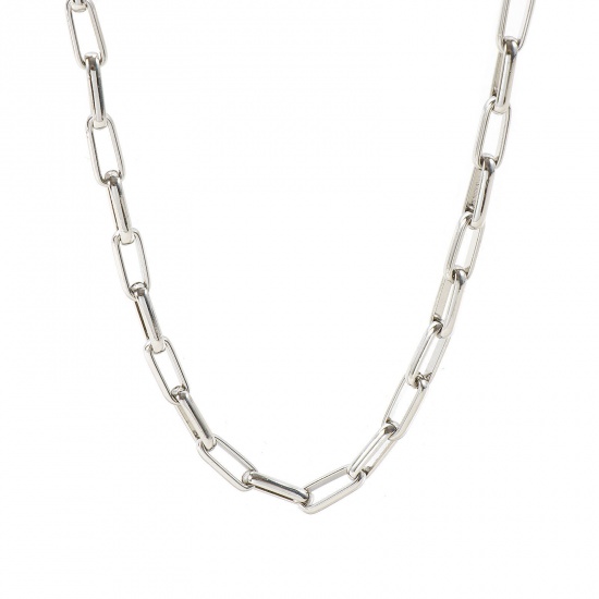 Picture of Wholesale Paperclip Link Chain Necklace, Silver Tone 304 Stainless Steel, Women's Eco-friendly Exquisite Stylish Gift Jewelry For Retailer, 40cm(15.7") + 5cm(2") long, 1 Piece