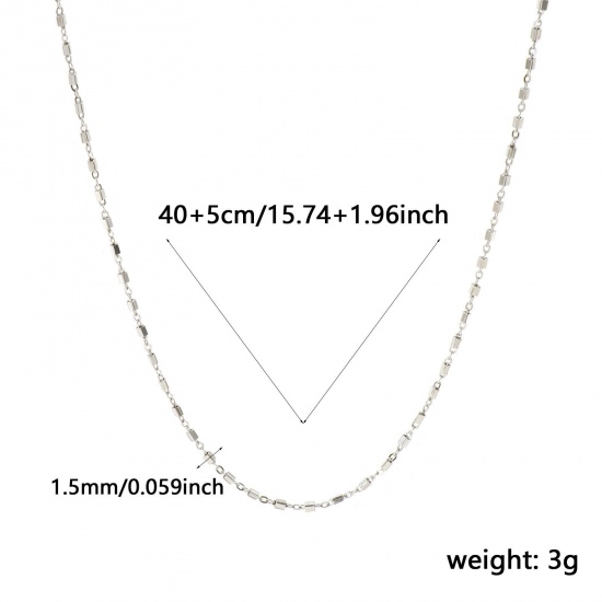 Picture of Wholesale Link Cable Chain Necklace, Silver Tone 304 Stainless Steel, Women's Eco-friendly Exquisite Stylish Gift Jewelry For Retailer, 40cm(15.7") + 5cm(2") long, 1 Piece