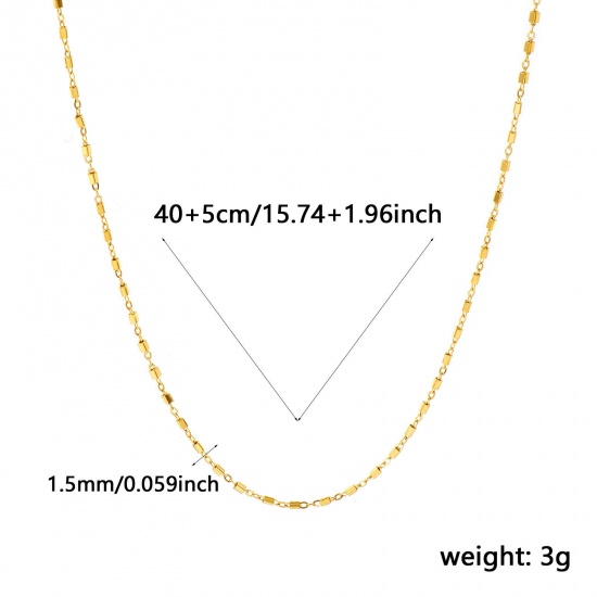 Picture of Wholesale Link Cable Chain Necklace, 18K Real Gold Plated 304 Stainless Steel, Women's Eco-friendly PVD Waterproof Anti-Tarnish Hypoallergenic Exquisite Stylish Gift Jewelry For Retailer, 40cm(15.7") + 5cm(2") long, 1 Piece