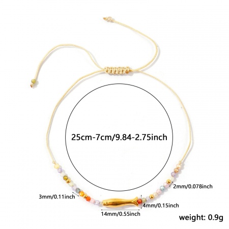Bild von Großhandel Fisch Bunt Perlen 304 Edelstahl & Zirkon Verstellbares geflochtenes Fußkettchen, 18K Vergoldet Umweltfreundliche PVD, Frauen Ozean Schmuck Stilvoll Geschenk Schmuckbedarf, 25cm - 7cm lang, 1 Strang