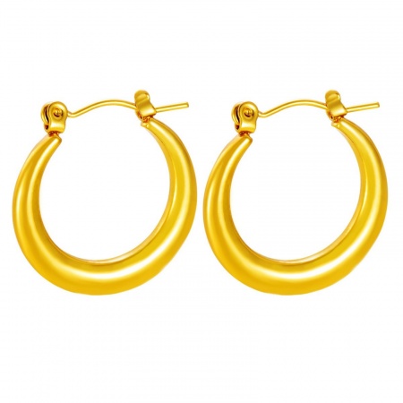 Immagine di Hip-Hop Semplice & Casual Orecchini Circolari All'Ingrosso, Tondo Placcato Oro 18K 304 Acciaio Inossidabile, Donne Regalo Fornitura di Gioielli, 1 Paio