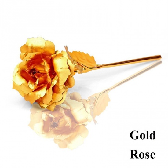 Immagine di Foglio di Alluminio Fiore Artificiale Rosa Oro 24.5cm x 7.5cm, 1 Pz