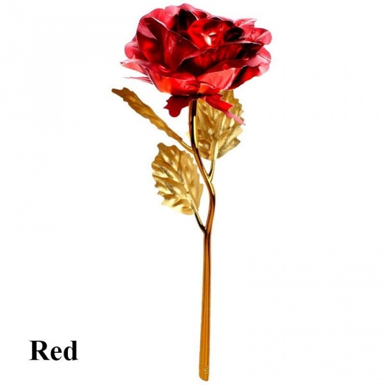 Picture of Aluminum Foil Artificial Flower Rose Flower Golden 24.5cm x 7.5cm, 1 Piece