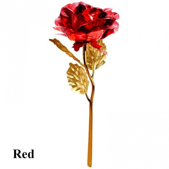 Immagine di Foglio di Alluminio Fiore Artificiale Rosa Oro 24.5cm x 7.5cm, 1 Pz