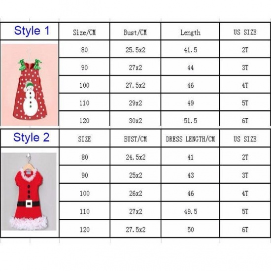 Picture of 100cm Organza Children Kids Dress Christmas Snowman Red 1 Piece