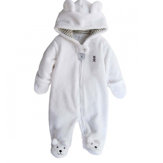Bild von Baumwolle Niedlich Baby-Säuglingsspielanzug-Overall Weiß Bär 1 Stück