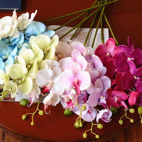 Picture of Purple - Faux Silk Artificial Flower For Wedding Party Home Decoration 80cm(31 4/8") long, 1 Piece