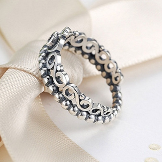 Picture of Brass Unadjustable Rings Gold Plated Crown Clear Rhinestone 16.5mm(US Size 6), 1 Piece