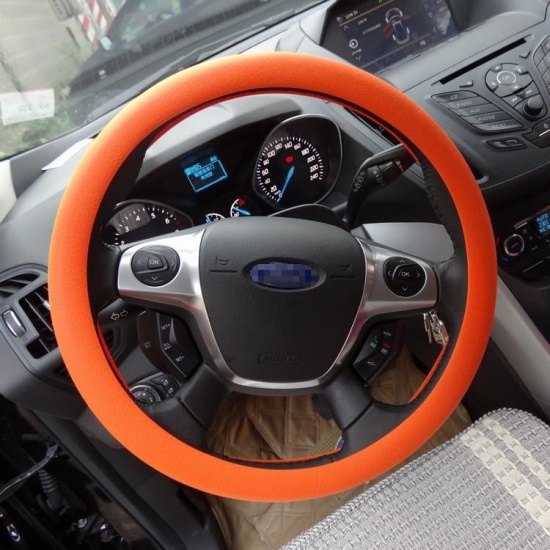 Picture of Black - Silicone Steering Wheel Cover Car Interior Accessories 40cm(15 6/8") long - 36cm(14 1/8") long, 1 Piece