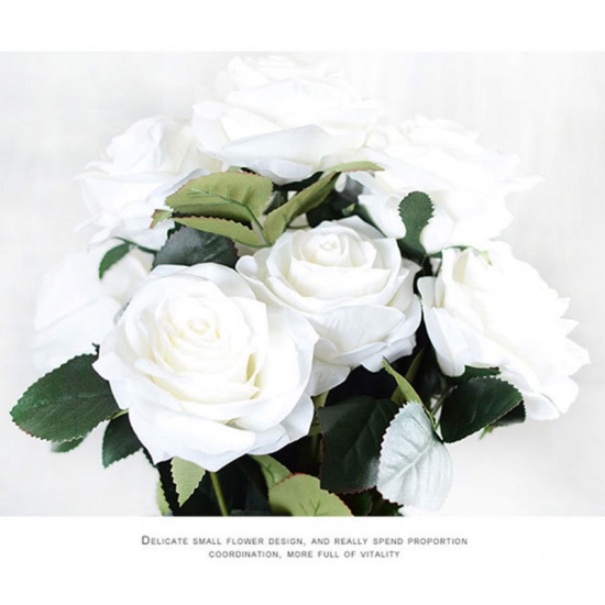Picture of Faux Silk Artificial Flower Rose Flower White 45cm, 1 Piece