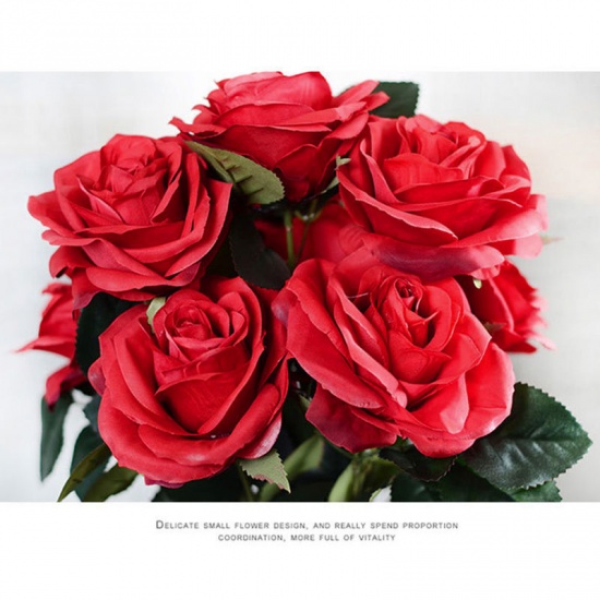 Immagine di Seta Sintetica Fiore Artificiale Rosa Rosso 45cm, 1 Pz