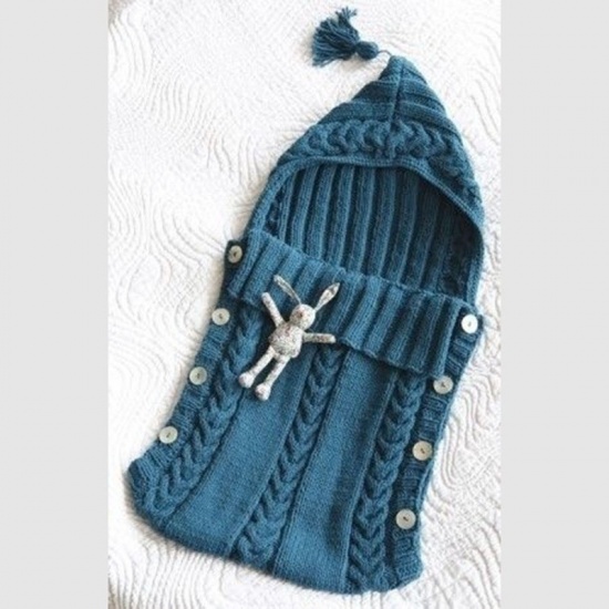 Picture of Skyblue - Wool Knitting Baby Cotton Sleeping Bag Swaddling size S - M, 1 Piece
