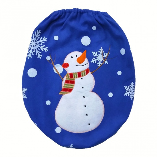 Immagine di Blu - Natale Pupazzo di Neve non Tessuti Coprisedile del Water Tappetino 3 Pezzi/Set Decorazione della Casa 55 cm x53 cm (21 5/8" x20 7/8") 44 cm x35 cm (17 3/8" x13 6/8") 38 cm x 32 cm (15" x12 5 /8"), 1 Set
