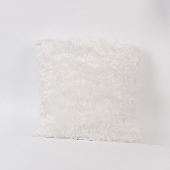 Immagine di Felpa Custodie per Cuscini Bianco Quadrato 45cm x 45cm, 1 Pz