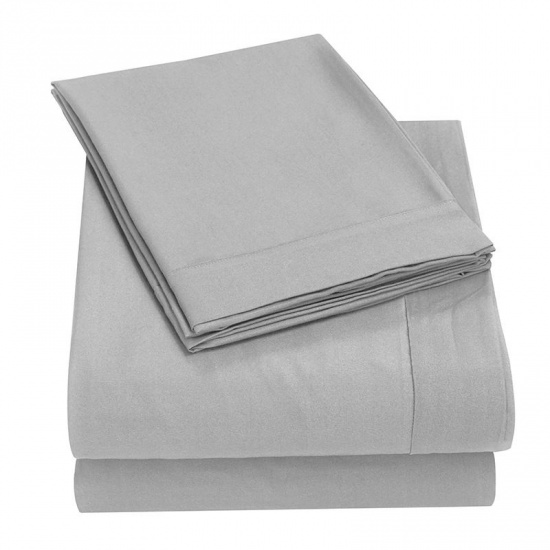 Picture of Gray - Polyester Solid Color Comfortable Elegant Bedroom Bedding size Full, 1 Set