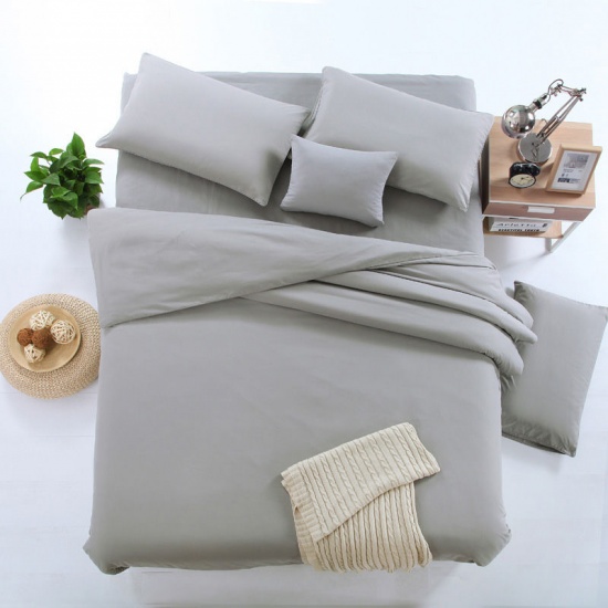 Picture of Gray - Polyester Solid Color Comfortable Elegant Bedroom Bedding size King, 1 Set
